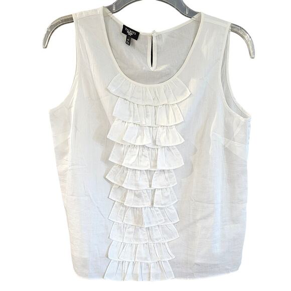 Talbots Tops - TALBOTS Petites Solid White Ruffle Trim Scoop Neckline Shirt Top Lightweight 8P